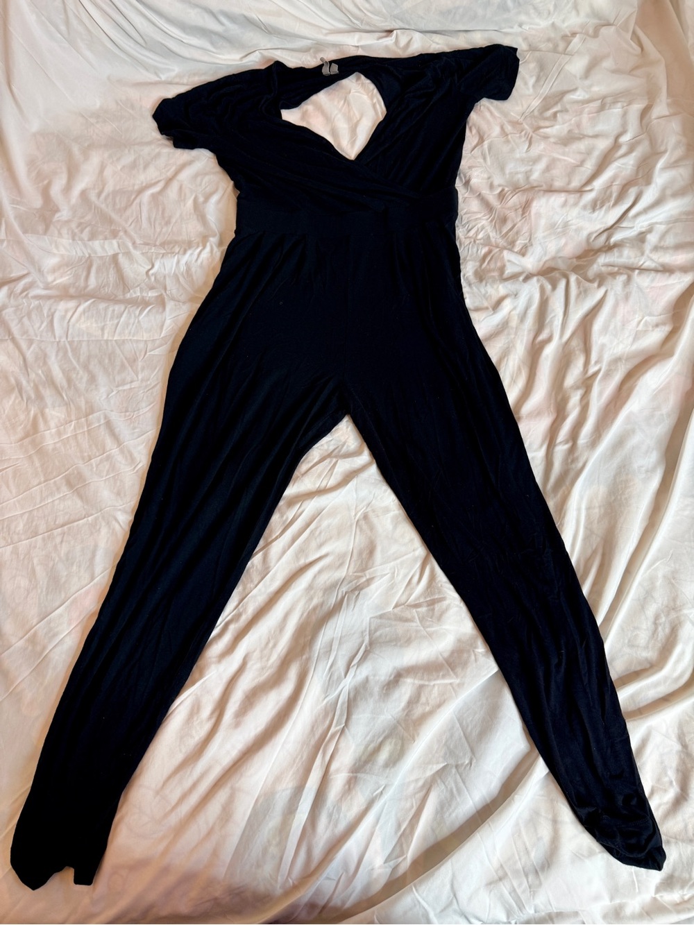ASOS Black Wrap Front Wide Leg Jumpsuit Size 14